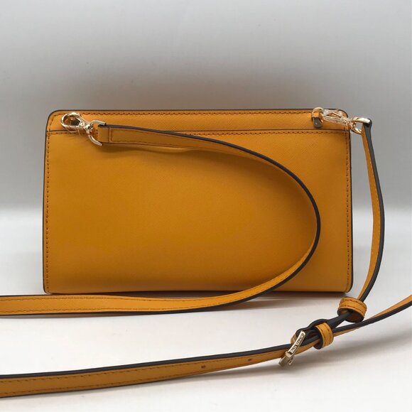 Michael Kors Sun Yellow Saffiano Leather Jet Set Travel Convertible Crossbody - Picture 2 of 11